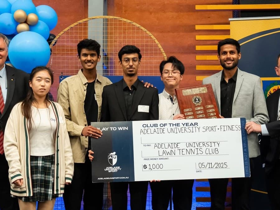 Adelaide University Sport Club of the Year cheque presentation