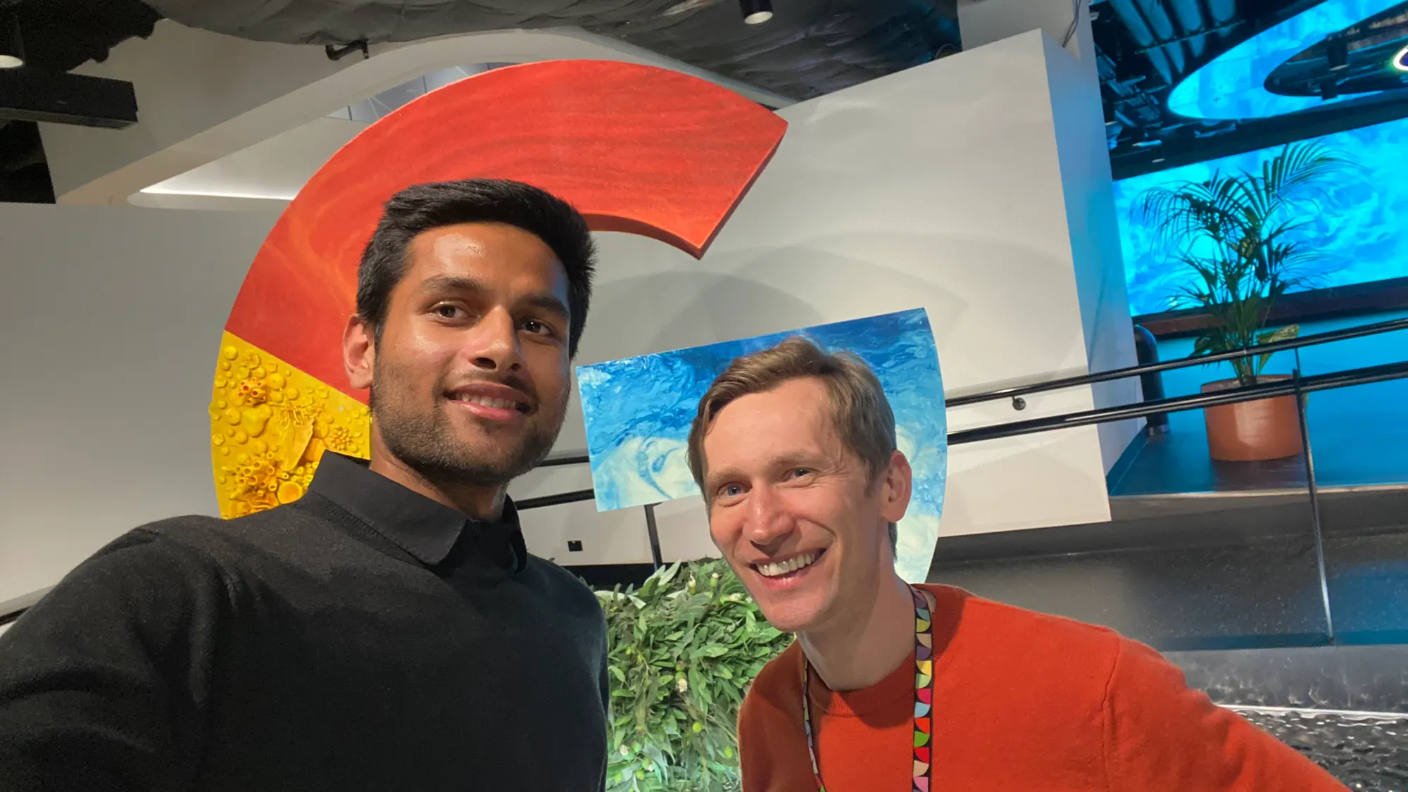 Agrim and his mentor Bart at the Google office