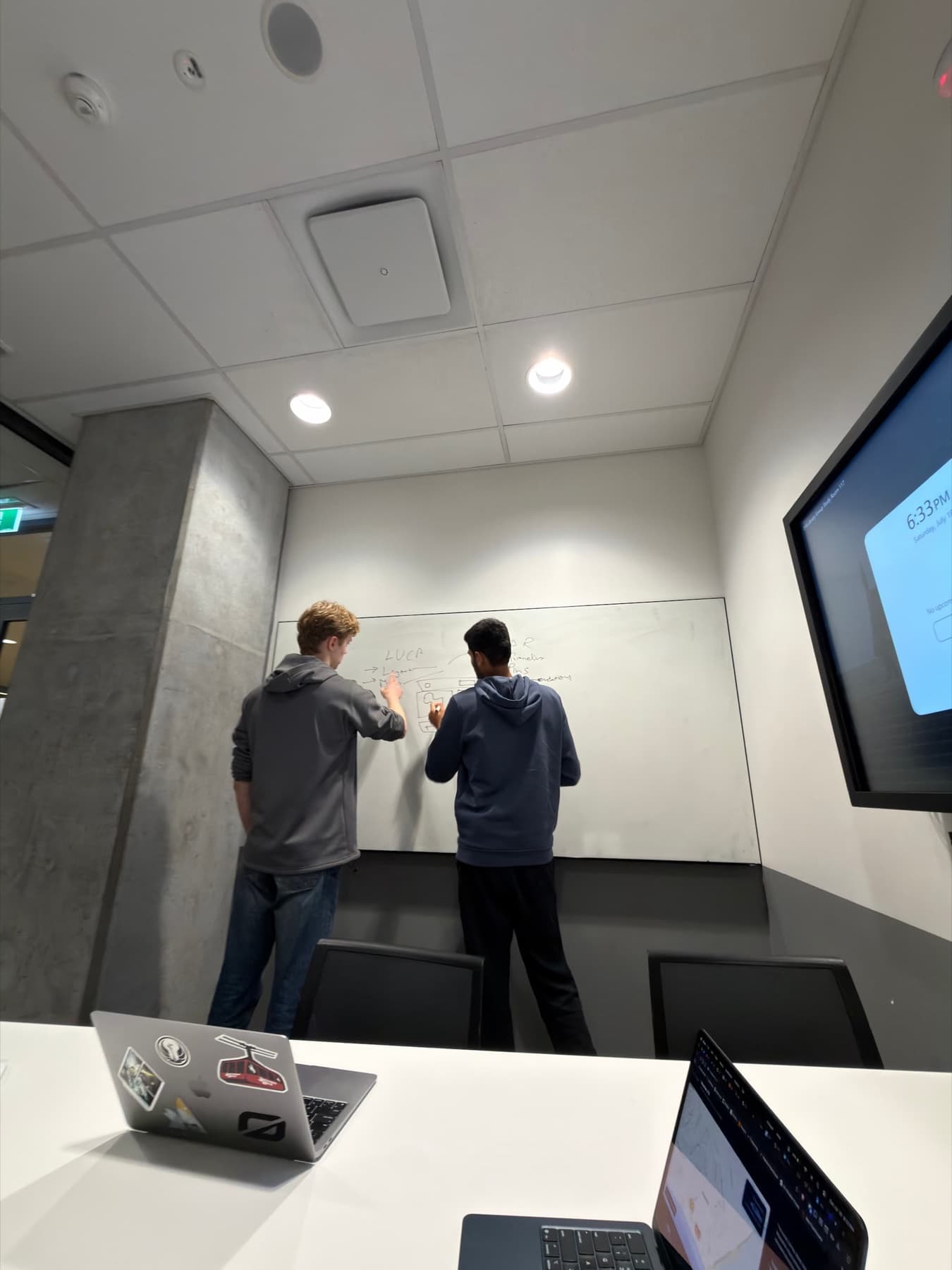 Whiteboarding the app architecture during the hackathon